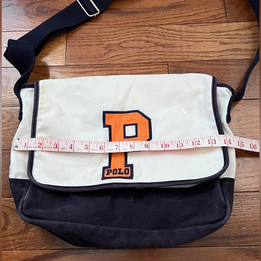 VTG- Polo Ralph Lauren canvas messenger/ shoulder bag with the embroidered logo